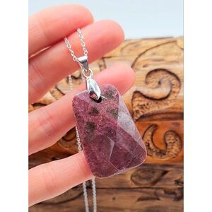 Faceted Rhodonite Necklace Stone Pendant Gemstone